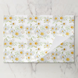 Daisies Floral Paper Placemats, Garden Party Decor Pad