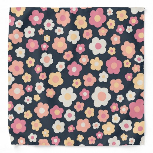 Daisies Floral Pattern Colorful Retro Bold Bandana