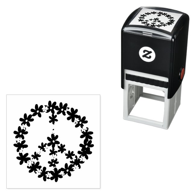 Daisies Floral Peace Sign   Self-inking Stamp (In Situ)