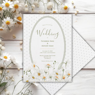 Daisies Floral Watercolor Vintage Wedding Invitation