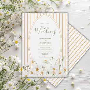 Daisies Floral Watercolor Vintage Wedding Invitation