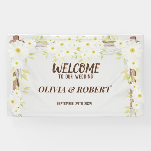 Daisies Floral welcome to our wedding party Banner