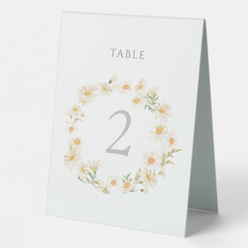 daisies floral wreath table number sign