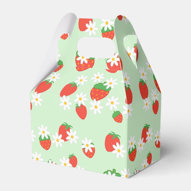 Daisies Flower Floral strawberry Pattern Xmas  Favor Boxes (Front Side)