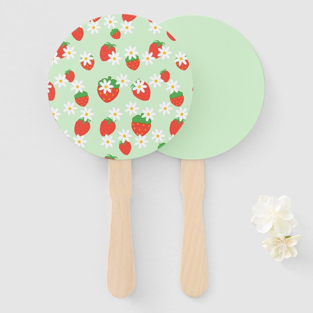 Daisies Flower Floral strawberry Pattern Xmas  Hand Fan (Front and Back)