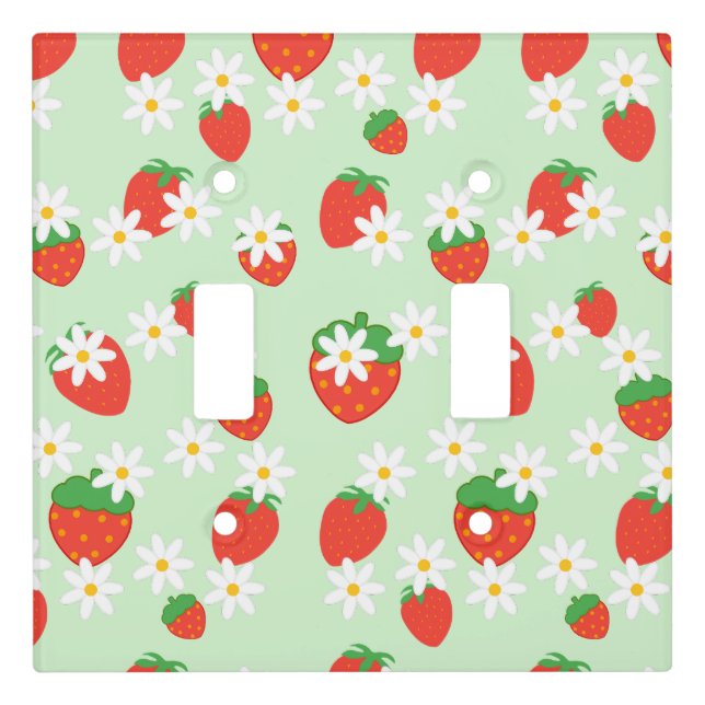 Daisies Flower Floral strawberry Pattern Xmas  Light Switch Cover (Front)