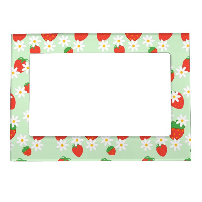 Daisies Flower Floral strawberry Pattern Xmas  Magnetic Frame (Front)