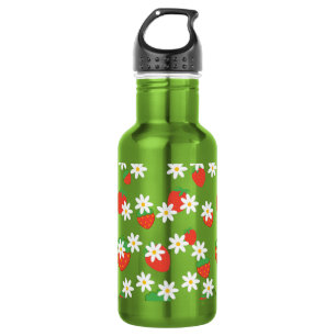 Daisies Flower Floral strawberry Pattern Xmas Stainless Steel Water Bottle