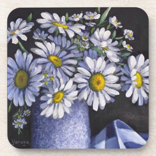 Daisies flower hard plastic coasters
