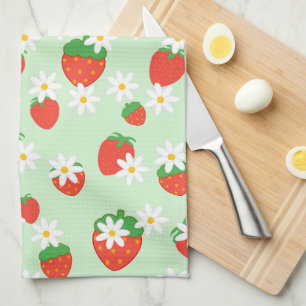 Daisies Flower sweet strawberry Pattern girly Kitchen Towel