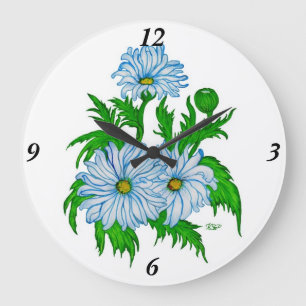 Daisies flowers large clock