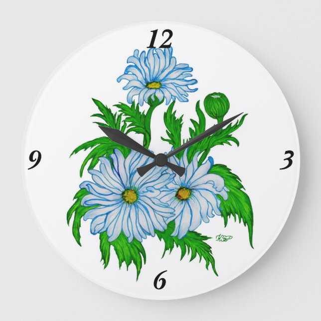 Daisies flowers large clock (Front)