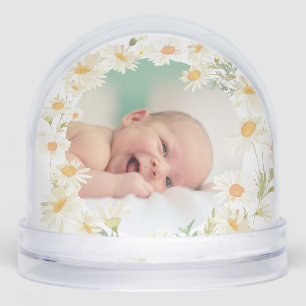daisies frame Baptism thank you  Snow Globe
