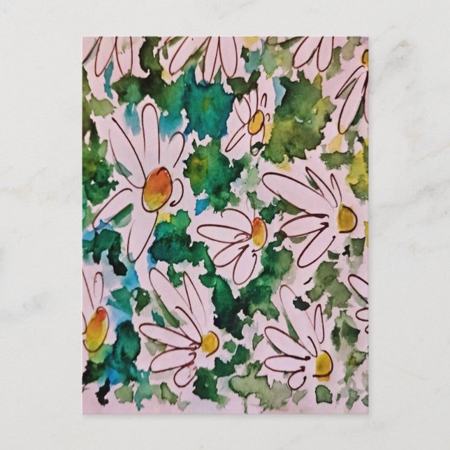 Daisies, green substrate, abstraction.          holiday postcard (Front)