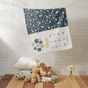 Daisies Growth Tracker Milestone Baby Nursery Blanket