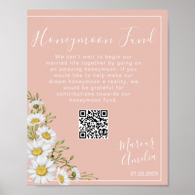 Daisies Honeymoon Fund QR Code Sign (Front)