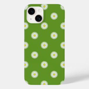 Daisies Illustrative Pattern on Green Case-Mate iPhone 14 Case