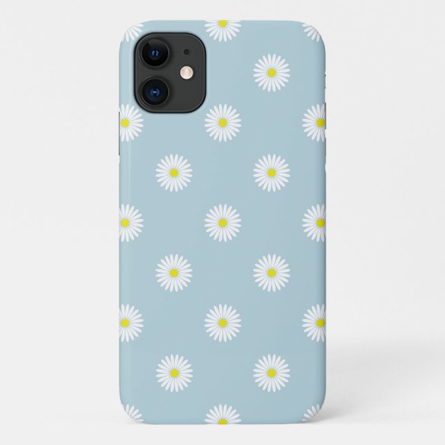 Daisies Illustrative Pattern on Pale Blue Case-Mate iPhone Case (Back)