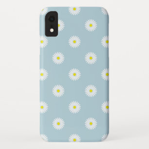Daisies Illustrative Pattern on Pale Blue iPhone XR Case