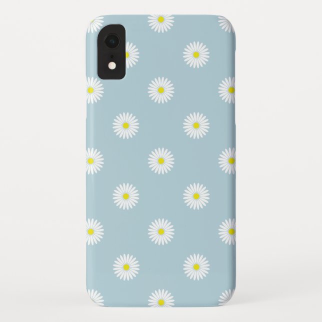 Daisies Illustrative Pattern on Pale Blue Case-Mate iPhone Case (Back)