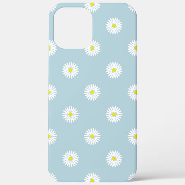 Daisies Illustrative Pattern on Pale Blue Case-Mate iPhone Case (Back)