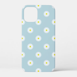 Daisies Illustrative Pattern on Pale Blue iPhone 12 Mini Case