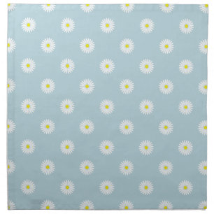 Daisies Illustrative Pattern on Pale Blue Cloth Napkin