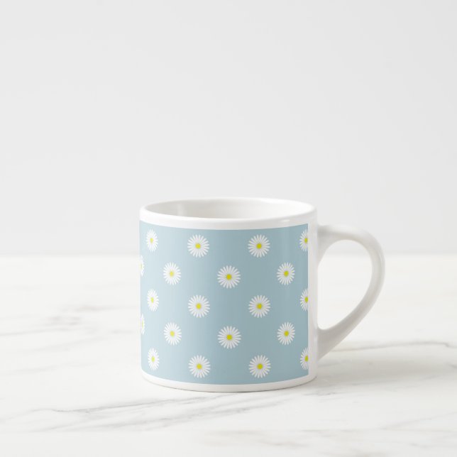 Daisies Illustrative Pattern on Pale Blue Espresso Cup (Right)