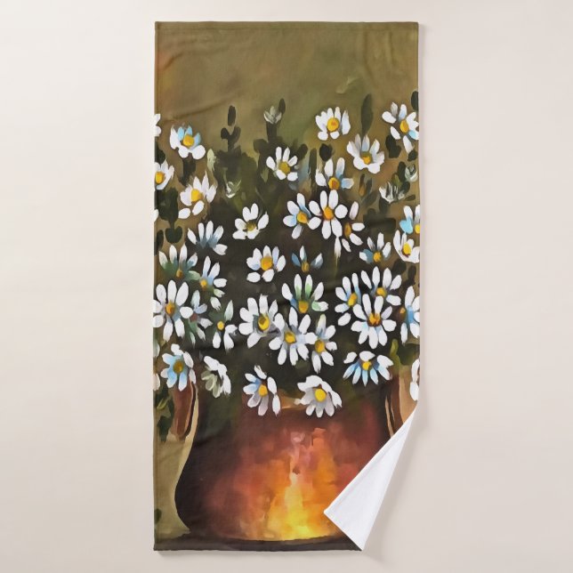 Daisies In A Copper Colored Vase Bath Towel Set (Bath Towel)