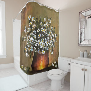 Daisies In A Copper Colored Vase Shower Curtain