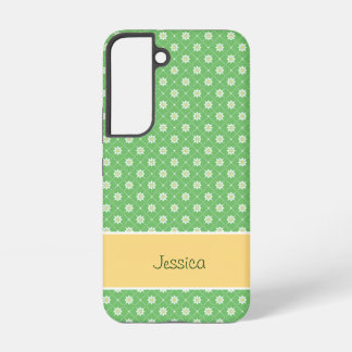 Daisies in a Diamond Pattern on Green Samsung Galaxy S22 Case