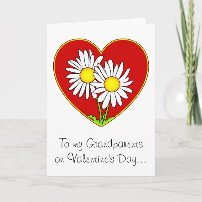 Daisies in a Heart Valentine Grandparents Holiday Card (Front)