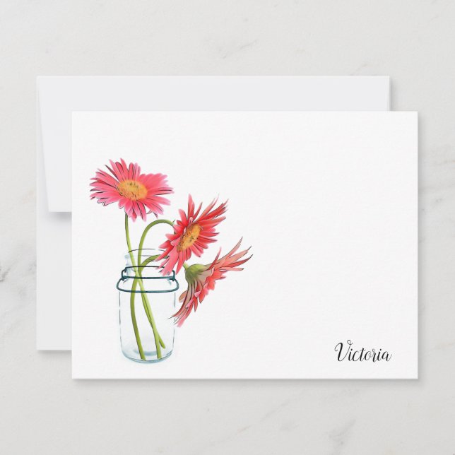 Daisies in a Mason Jar Personalized Note Cards (Front)