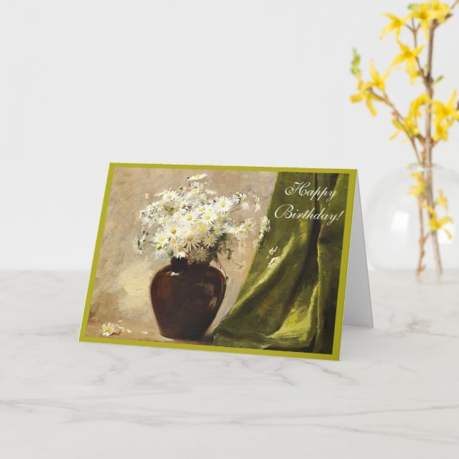 Daisies in a vase, Paul Fisher Happy Birthday Card (Yellow Flower)