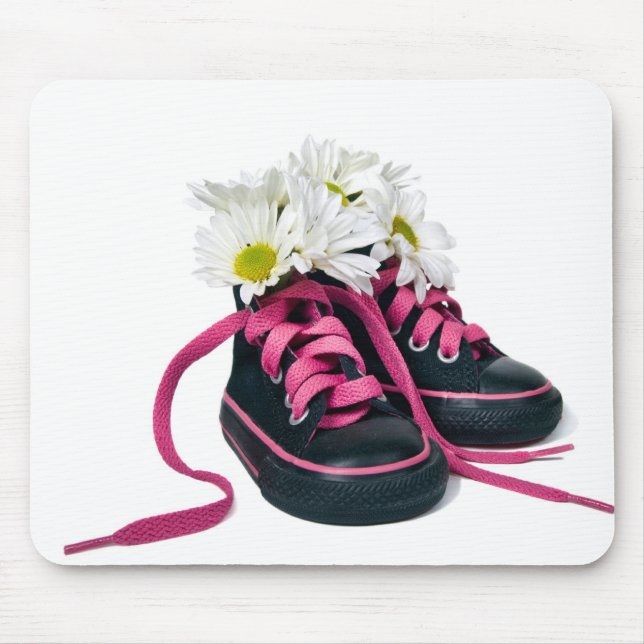 Daisies In Black Sneakers Mouse Pad (Front)
