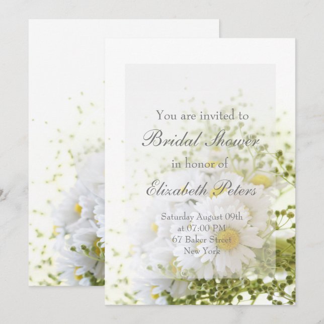Daisies in Love- Editable Bouquet Bridal Shower Invitation (Front/Back)