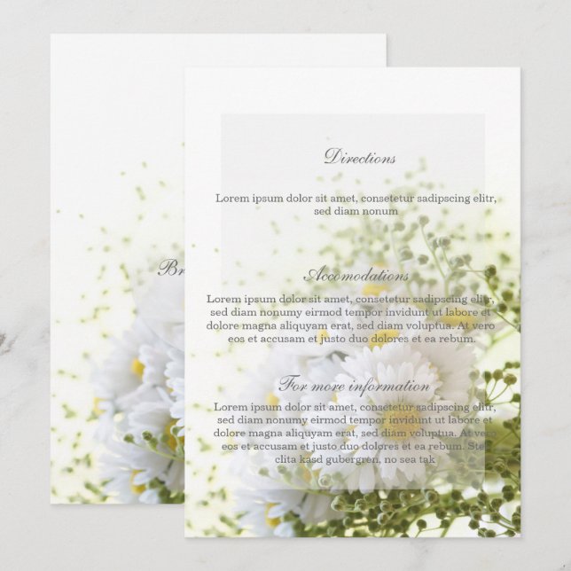 Daisies in Love Editable Wedding Bouquet Direction Invitation (Front/Back)