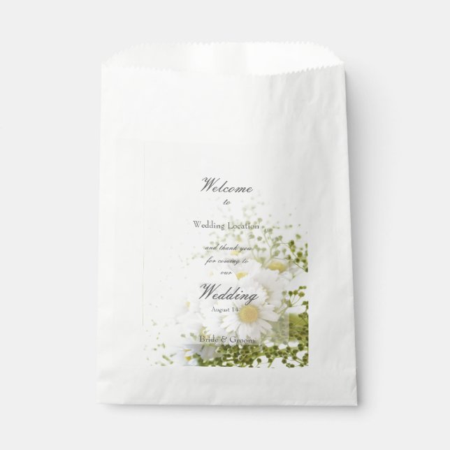 Daisies in Love- Editable Wedding Bouquet Favor Bag (Front)