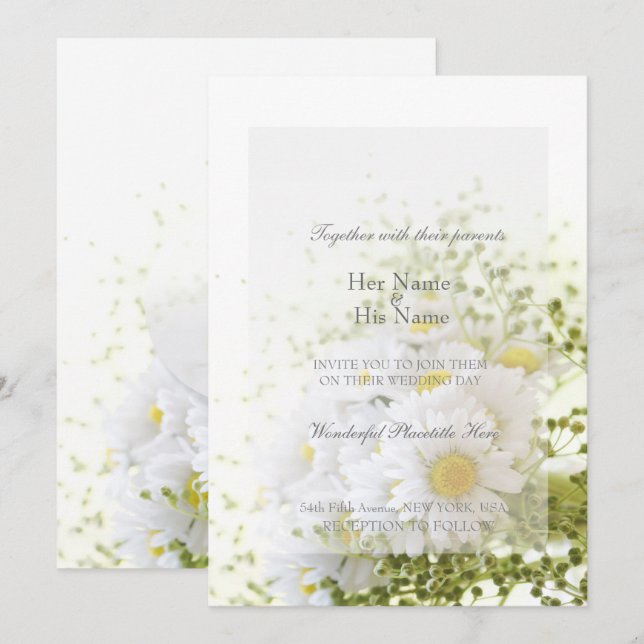 Daisies in Love- Editable Wedding Bouquet Invitation (Front/Back)