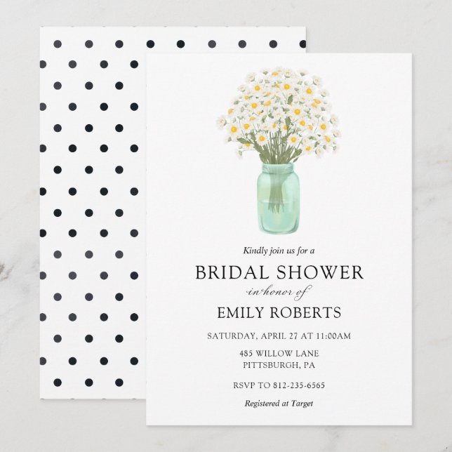 Daisies in Mason Jar Bridal Shower invitation (Front/Back)