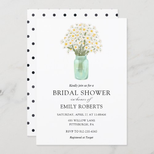 Daisies in Mason Jar Bridal Shower invitation