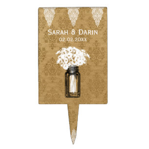 daisies in mason jar, personalized cake picks