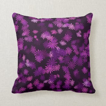 Daisies In Pink And Purple Throw Pillow by BamalamArt at Zazzle
