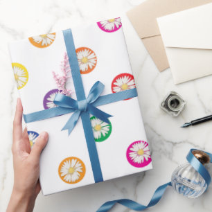 Daisies In Polka Dots Wrapping Paper