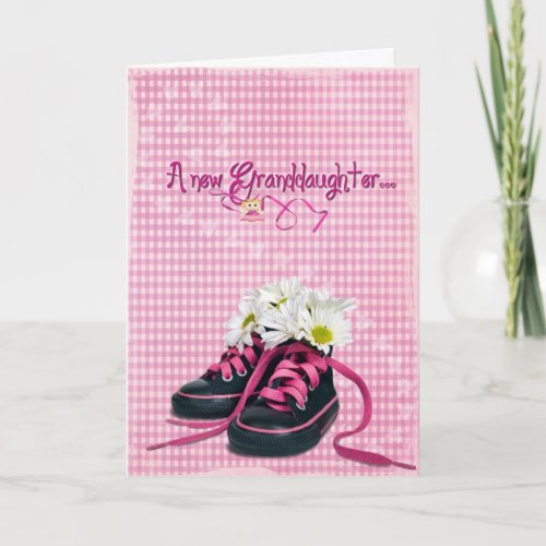 daisies in sneaker for new granddaughter card