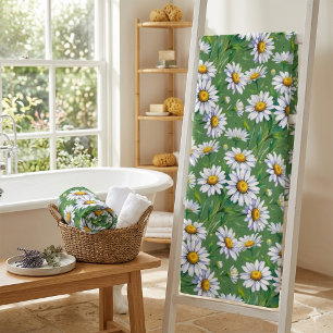 Daisies in the meadow. Watercolours. Bath Towel