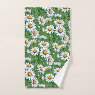 Daisies in the meadow. Watercolours . Hand Towel