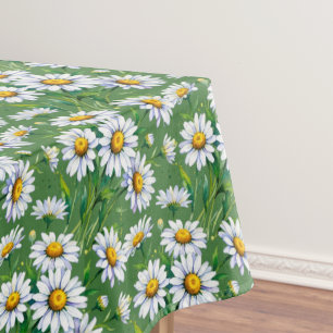 Daisies in the meadow. Watercolours.  Tablecloth