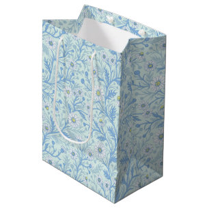 Daisies in white and blue on sea glass medium gift bag