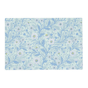 Daisies in white and blue on sea glass placemat